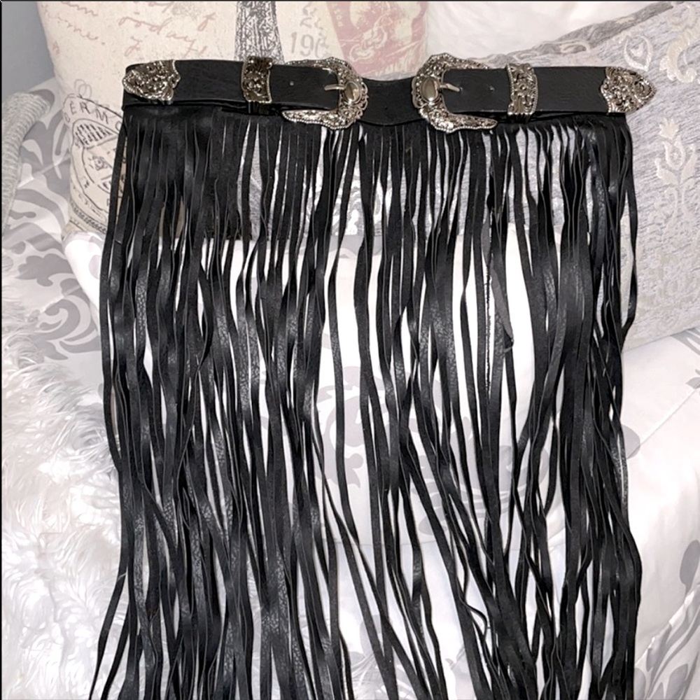 Black cowgirl fringe belt